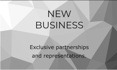 NEW BUSINESS   Exclusive partnerships and representations.